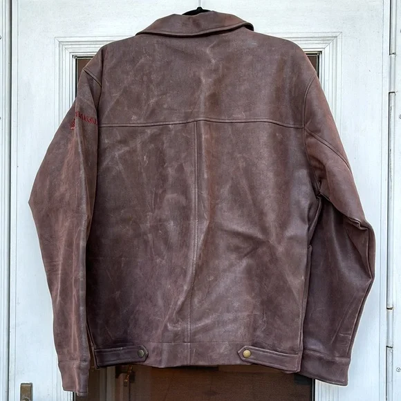 DONAD TRUMP TAJ MAHAL MENS BROWN FAUX LEATHER JACKET-XS